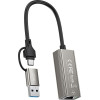 XO HUB018 ���������� ������� Usb �� Type-C 2-��-1 RJ45 100Mbs