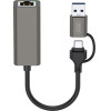XO HUB018 ���������� ������� Usb �� Type-C 2-��-1 RJ45 100Mbs