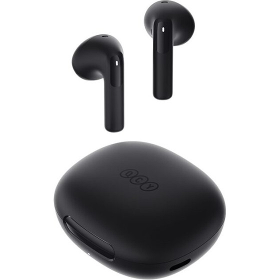 QCY Ailybuds E20 Black- Hybrid Anc Semi-Ear Tws Earbuds 6mIcs 13mm Dynamic Driver IPX4 BT5.4 35h - (QCY-HT13 Black)