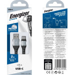 Energizer ������� �������� Metal / Braided Nylon USB-A �� USB-C ����� 2m - (C520CKSL)