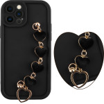 Volte-Tel ���� Iphone 12 Pro 6.1'' Silicon Tpu With Strap Full Camera Protection Black With Black HEARTS