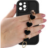 Volte-Tel ���� Iphone 12 Pro 6.1'' Silicon Tpu With Strap Full Camera Protection Black With Black HEARTS