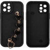 Volte-Tel ���� Iphone 12 Pro 6.1'' Silicon Tpu With Strap Full Camera Protection Black With Black HEARTS