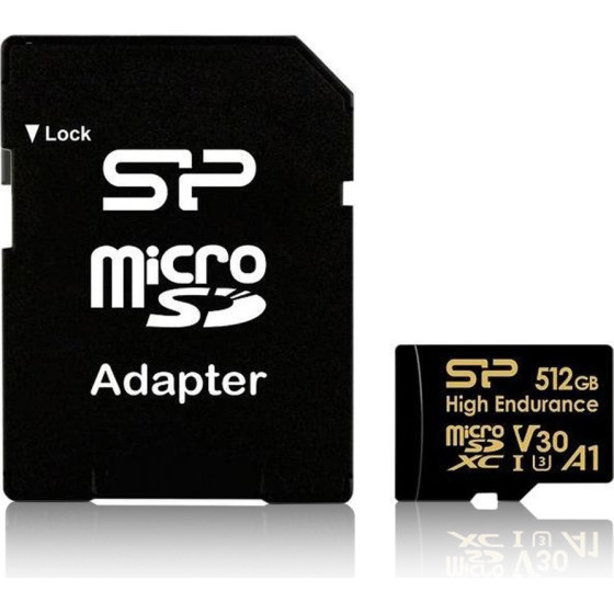 Silicon Power Micro Sdhc 512GB Class 10 UHS-1 U3 A1 V30 Endurance R100/W80 MB/S + Sd Adaptor - (SP512GBSTXDV3V1HSP)