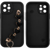 Volte-Tel ���� Iphone 11 Pro 5.8'' Silicon Tpu With Strap Full Camera Protection Black With Black HEARTS