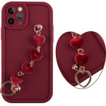 Volte-Tel ���� Iphone 11 Pro 5.8'' Silicon Tpu With Strap Full Camera Protection Burgundy With Red HEARTS