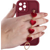 Volte-Tel ���� Iphone 11 Pro 5.8'' Silicon Tpu With Strap Full Camera Protection Burgundy With Red HEARTS