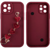 Volte-Tel ���� Iphone 11 Pro 5.8'' Silicon Tpu With Strap Full Camera Protection Burgundy With Red HEARTS