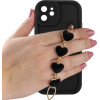 Volte-Tel ���� Iphone 12 6.1'' Silicon Tpu With Strap Full Camera Protection Black With Black HEARTS