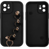 Volte-Tel ���� Iphone 12 6.1'' Silicon Tpu With Strap Full Camera Protection Black With Black HEARTS