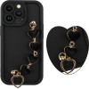 Volte-Tel ���� Iphone 13 Pro 6.1'' Silicon Tpu With Strap Full Camera Protection Black With Black HEARTS