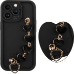 Volte-Tel ���� Iphone 13 Pro 6.1'' Silicon Tpu With Strap Full Camera Protection Black With Black HEARTS