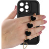 Volte-Tel ���� Iphone 13 Pro 6.1'' Silicon Tpu With Strap Full Camera Protection Black With Black HEARTS
