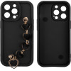 Volte-Tel ���� Iphone 13 Pro 6.1'' Silicon Tpu With Strap Full Camera Protection Black With Black HEARTS