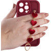 Volte-Tel ���� Iphone 13 Pro 6.1'' Silicon Tpu With Strap Full Camera Protection Burgundy With Red HEARTS