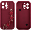 Volte-Tel ���� Iphone 13 Pro 6.1'' Silicon Tpu With Strap Full Camera Protection Burgundy With Red HEARTS