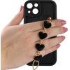 Volte-Tel ���� Iphone 14 6.1'' Silicon Tpu With Strap Full Camera Protection Black With Black HEARTS