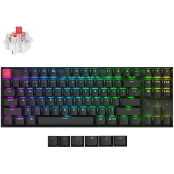 Keychron K8 V2 Qmk Wireless Mechanical Keyboard Red Switch Hotswap Rgb 80% Us Layout - (K8X-H1)