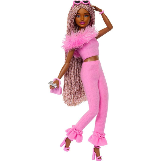 Mattel Barbie Fashionistas: Deluxe Style - Doll With Pink Braids And Dark Skin (HYV28)