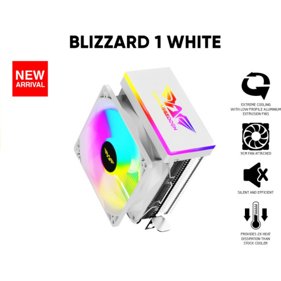 Armaggeddon Rgb Silent 9CM Cpu Cooling Fan 2 Heat Pipes White - (BLIZZARD1-W)
