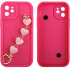 Volte-Tel ���� Iphone 12 6.1'' Silicon Tpu With Strap Full Camera Protection Pink With Pink HEARTS