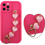 Volte-Tel ���� Iphone 12 Pro 6.1'' Silicon Tpu With Strap Full Camera Protection Pink With Pink HEARTS