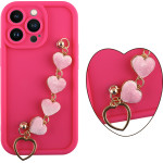 Volte-Tel ���� Iphone 13 Pro 6.1'' Silicon Tpu With Strap Full Camera Protection Pink With Pink HEARTS