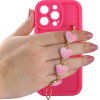 Volte-Tel ���� Iphone 13 Pro 6.1'' Silicon Tpu With Strap Full Camera Protection Pink With Pink HEARTS