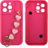 Volte-Tel ���� Iphone 13 Pro 6.1'' Silicon Tpu With Strap Full Camera Protection Pink With Pink HEARTS