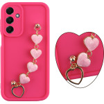 Volte-Tel ���� Samsung A16 4G A165/A16 5G A166 6.7'' Silicon Tpu With Strap Full Camera Protection Pink With Pink HEARTS