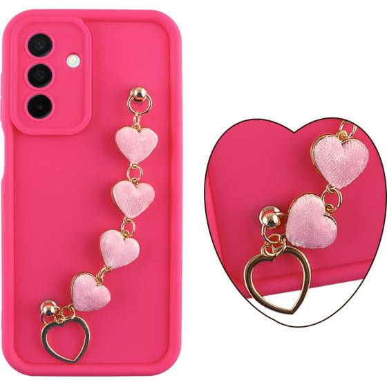 Volte-Tel ���� Samsung A26 5G A266 6.64'' Silicon Tpu With Strap Full Camera Protection Pink With Pink HEARTS