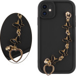 Volte-Tel ���� Iphone 11 6.1'' Silicon Tpu With Strap Full Camera Protection Black With Black BUTTERFLIES - (5205308379550)