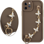 Volte-Tel ���� Iphone 11 Pro 5.8'' Silicon Tpu With Strap Full Camera Protection Brown With White BUTTERFLIES - (5205308379529)