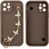 Volte-Tel ���� Iphone 11 Pro 5.8'' Silicon Tpu With Strap Full Camera Protection Brown With White BUTTERFLIES - (5205308379529)