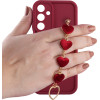Volte-Tel ���� Samsung A16 4G A165/A16 5G A166 6.7'' Silicon Tpu With Strap Full Camera Protection Burgundy With Red HEARTS - (5205308379291)