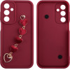 Volte-Tel ���� Samsung A16 4G A165/A16 5G A166 6.7'' Silicon Tpu With Strap Full Camera Protection Burgundy With Red HEARTS - (5205308379291)