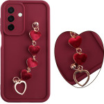 Volte-Tel ���� Samsung A26 5G A266 6.64'' Silicon Tpu With Strap Full Camera Protection Burgundy With Red HEARTS - (5205308379321)