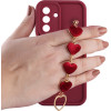 Volte-Tel ���� Samsung A26 5G A266 6.64'' Silicon Tpu With Strap Full Camera Protection Burgundy With Red HEARTS - (5205308379321)