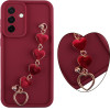 Volte-Tel ���� Samsung A36 5G A366 6.64'' Silicon Tpu With Strap Full Camera Protection Burgundy With Red HEARTS - (5205308379352)