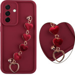 Volte-Tel ���� Samsung A36 5G A366 6.64'' Silicon Tpu With Strap Full Camera Protection Burgundy With Red HEARTS - (5205308379352)