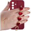 Volte-Tel ���� Samsung A36 5G A366 6.64'' Silicon Tpu With Strap Full Camera Protection Burgundy With Red HEARTS - (5205308379352)