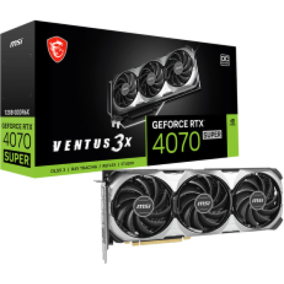 MSI Vga PCI-E Nvidia Gf Rtx 4070 Super 12G Ventus 3X OC, 12GB/192BIT, GDDR6X, HDMI/3xDP, 2 Slot FANSINK, Triple FAN, 3YW.