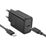 Hoco Travel Charger N60 Pd Qc 20W + Data Cable Type C To Type C Black - (HCTCN60TB)