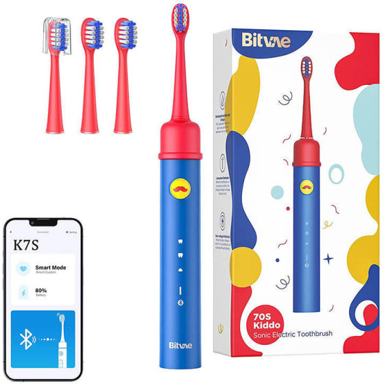 Bitvae Sonic toothbrush with app for kids, tips set BVK7S (blue) - (K7S blue)