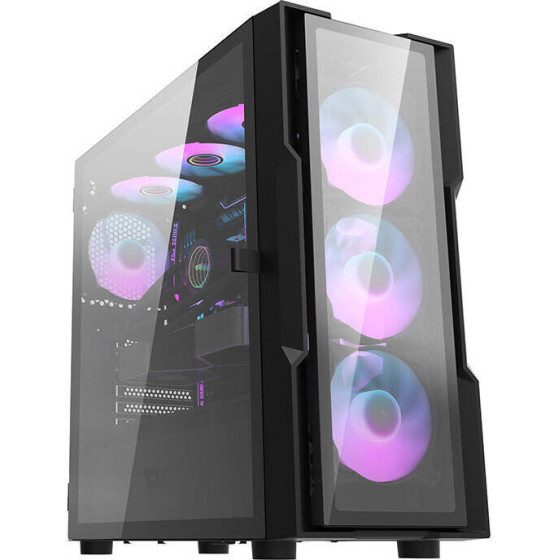 Darkflash DK431 ������� ���� ���������� (�����) + 4 ����������� RGB - (DK431 Glass + 4 fans)