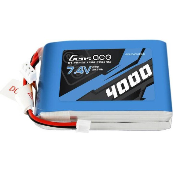 Gens ace 4000mAh 7.4V 1C LiPo battery - (GEA2S4000TXJS)