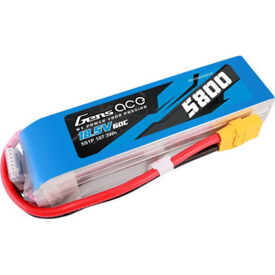 Gens ace 5800mAh 60C 18.5V 5S1P Lipo Battery Pack with XT90 plug - (GEA58005S60X9)