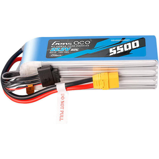 Gens ace Battery G-Tech 5500mAh 22.2V 60C 6S1P LIPO with XT90 connector - (GEA556S60X9GT)