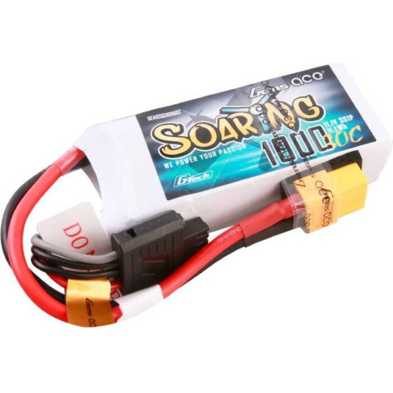 Gens ace G-Tech Soaring 1000mAh 11.1V 30C 3S1P Lipo Battery - (GEA103S30X6GT)