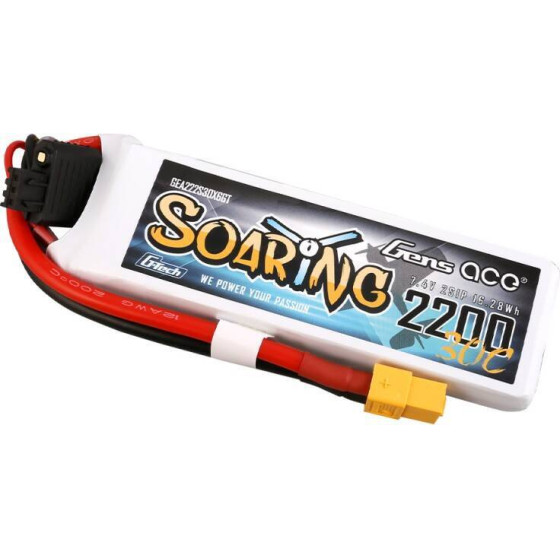 Gens ace G-Tech Soaring 2200mAh 7.4V 30C 2S1P XT60 Battery - (GEA222S30X6GT)